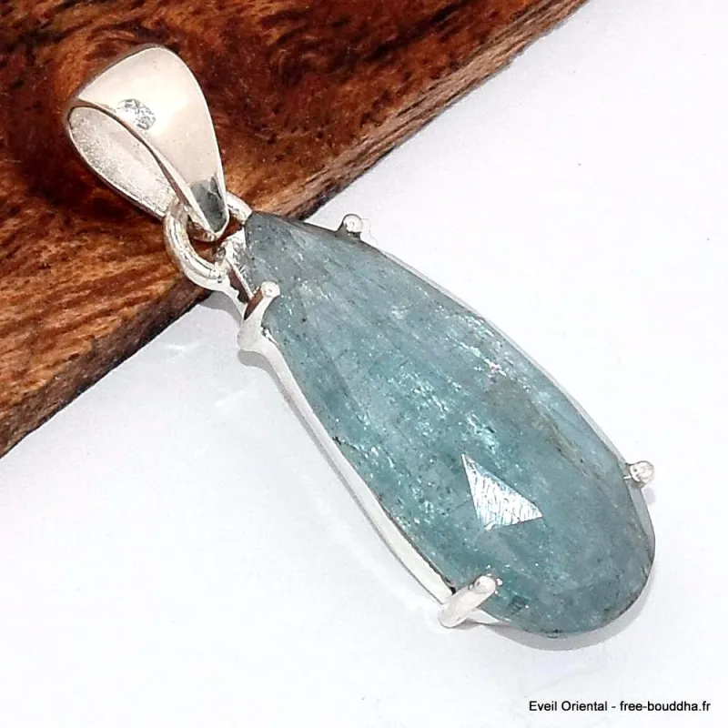 Pendentif Cyanite d'eau facettée forme goutte - Pendentifs pierres naturelles
