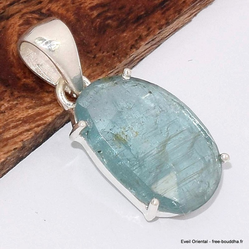 Pendentif Cyanite d'eau facettée asymétrique Bijoux en Cyanite Bleue BK73.2