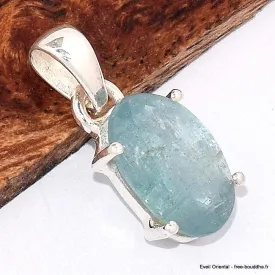 Pendentif en Cyanite d'eau ovale facettée - Pendentifs pierres naturelles