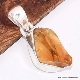 Pendentif Citrine naturelle brute non traitée forme libre - Pendentifs pierres naturelles