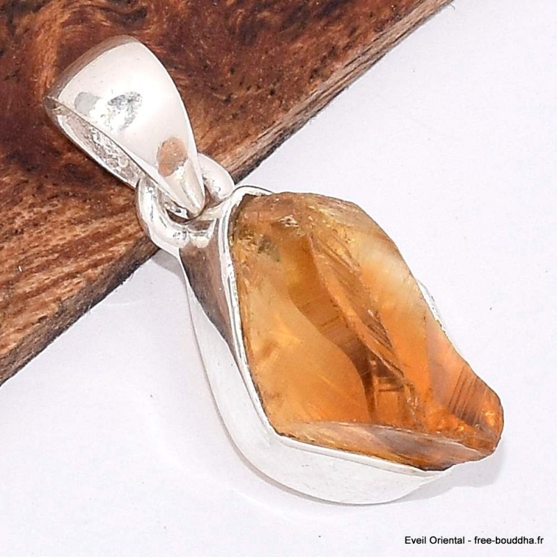 Pendentif Citrine naturelle brute non traitée forme libre 