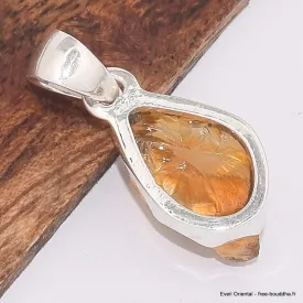 Pendentif Citrine naturelle brute non traitée forme libre - Pendentifs pierres naturelles
