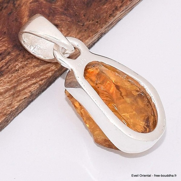 Pendentif Citrine naturelle brute non traitée serti clos Pendentifs pierres naturelles BK74.1