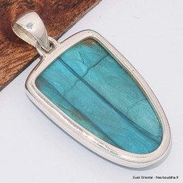 Pendentif Opale bleue du Pérou semi-ovale grade AAA 