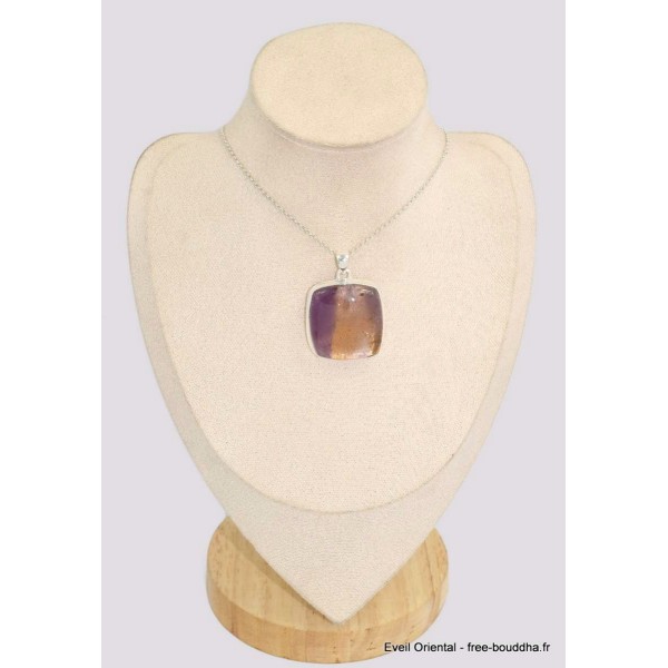 Gros pendentif carré Amétrine naturelle grade AAA Bijoux en Amétrine BK76.1