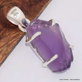 Pendentif en pierre Améthyste brute sertie griffe Bijoux en Améthyste BK78.1