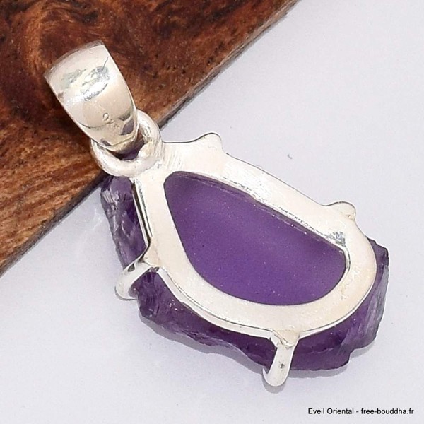 Pendentif en pierre Améthyste brute sertie griffe Bijoux en Améthyste BK78.1