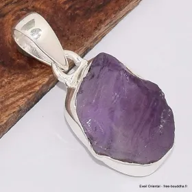 Pendentif en Améthyste brute sertie clos - Bijoux en Améthyste