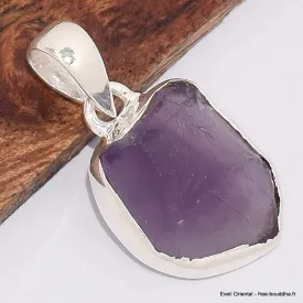 Pendentif Améthyste brute sertie clos - Pendentifs pierres naturelles