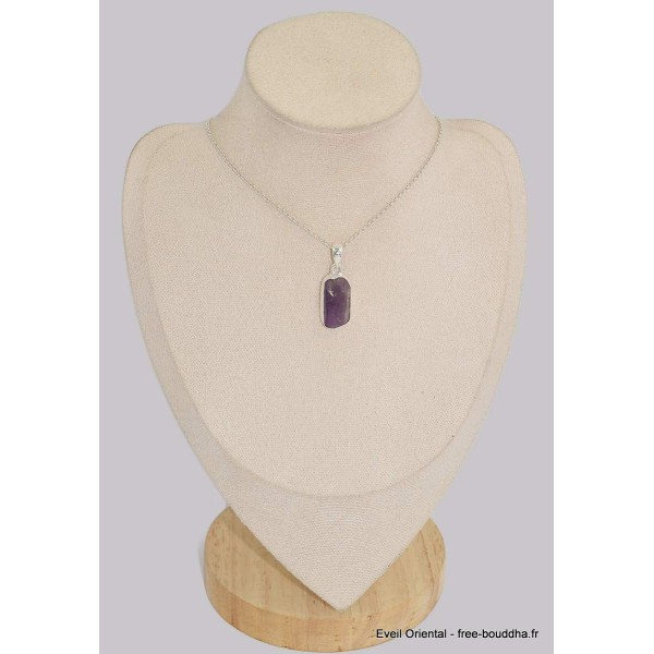 Pendentif en pierre Améthyste brute sertie clos Bijoux en Améthyste BK78.5
