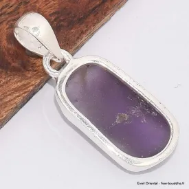Pendentif argent Améthyste brute sertie clos - Bijoux en Améthyste