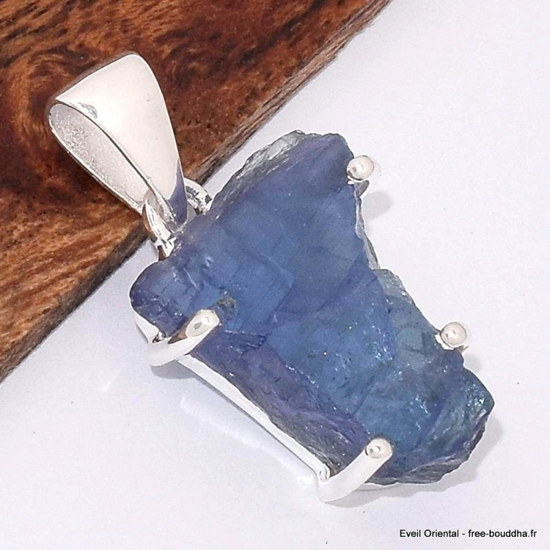 Pendentif argent Tanzanite brute serti griffes Bijoux en Tanzanite BK80.1