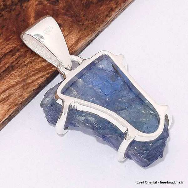 Pendentif argent Tanzanite brute serti griffes Bijoux en Tanzanite BK80.1