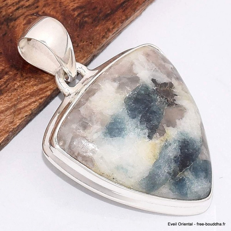 Pendentif Tourmaline indigo sur Quartz fumé triangulaire 