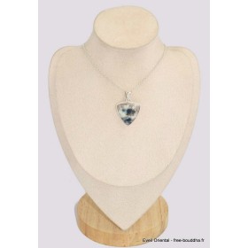 Pendentif Tourmaline indigo sur Quartz fumé triangulaire Bijoux en Tourmaline Indigo BK81