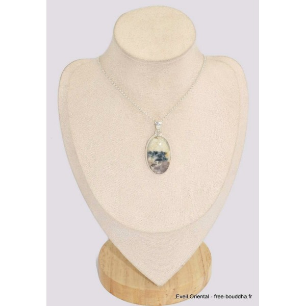 Pendentif Tourmaline indigo sur Quartz fumé oval Bijoux en Tourmaline Indigo BK81.1