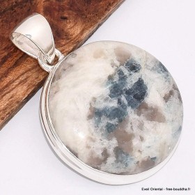 Pendentif rondTourmaline indigo sur Quartz fumé Bijoux en Tourmaline Indigo BK81.2
