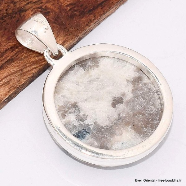 Pendentif rondTourmaline indigo sur Quartz fumé  Bijoux en Tourmaline Indigo BK81.2