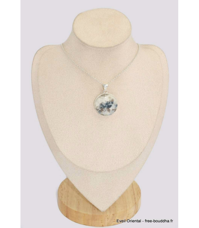 Pendentif rondTourmaline indigo sur Quartz fumé  Bijoux en Tourmaline Indigo BK81.2