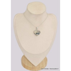 Pendentif coeur Tourmaline indigo sur Quartz fumé  Bijoux en Tourmaline Indigo BK81.3