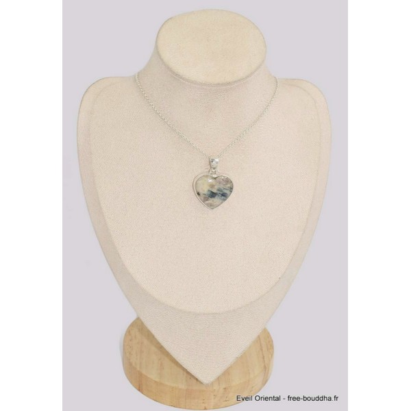 Pendentif coeur Tourmaline indigo sur Quartz fumé  Bijoux en Tourmaline Indigo BK81.3