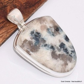 Gros Pendentif Tourmaline indigo sur Quartz fumé semi-oval 