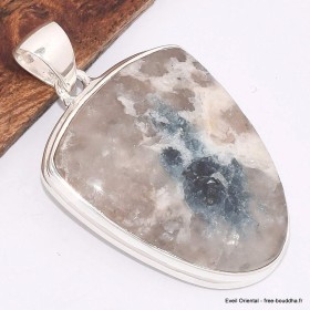 Gros Pendentif semi-oval en Tourmaline indigo sur Quartz fumé 