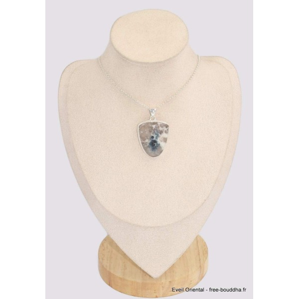 Gros Pendentif semi-oval en Tourmaline indigo sur Quartz fumé Bijoux en Tourmaline Indigo BK81.6