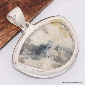  Pendentif tourmaline indigo sur Quartz fumé semi-rond 