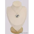 Pendentif tourmaline indigo sur Quartz fumé semi-rond - Bijoux en Tourmaline Indigo