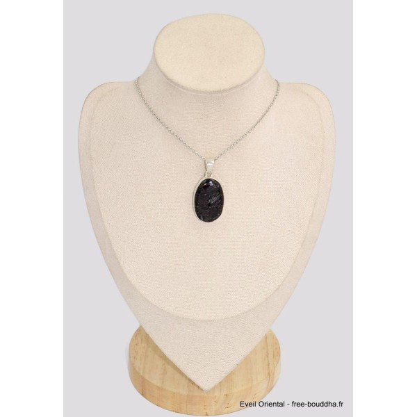 Pendentif authentique Nuumite ovale reflets bleus Pendentifs pierres naturelles BK85.1