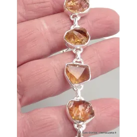 Bracelet argent Citrine brute serti clos-n - Bracelets pierres naturelles