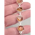 Bracelet argent Citrine brute serti clos-n - Bracelets pierres naturelles