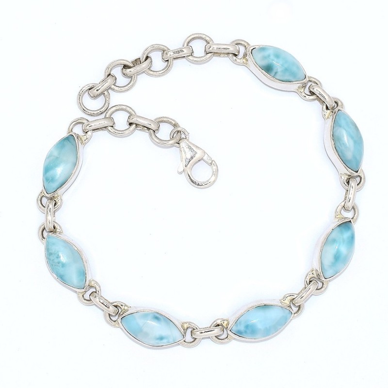 Bracelet authentique Larimar 7 pierres 