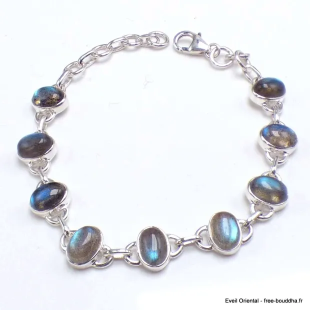 Bracelet Labradorite bleue 9 pierres - Bijoux en Labradorite Bleue