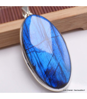 Pendentif oval cabochon Labradorite bleue grade AAA Pendentifs pierres naturelles BK88