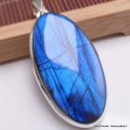 Pendentif oval cabochon Labradorite bleue grade AAA Pendentifs pierres naturelles BK88