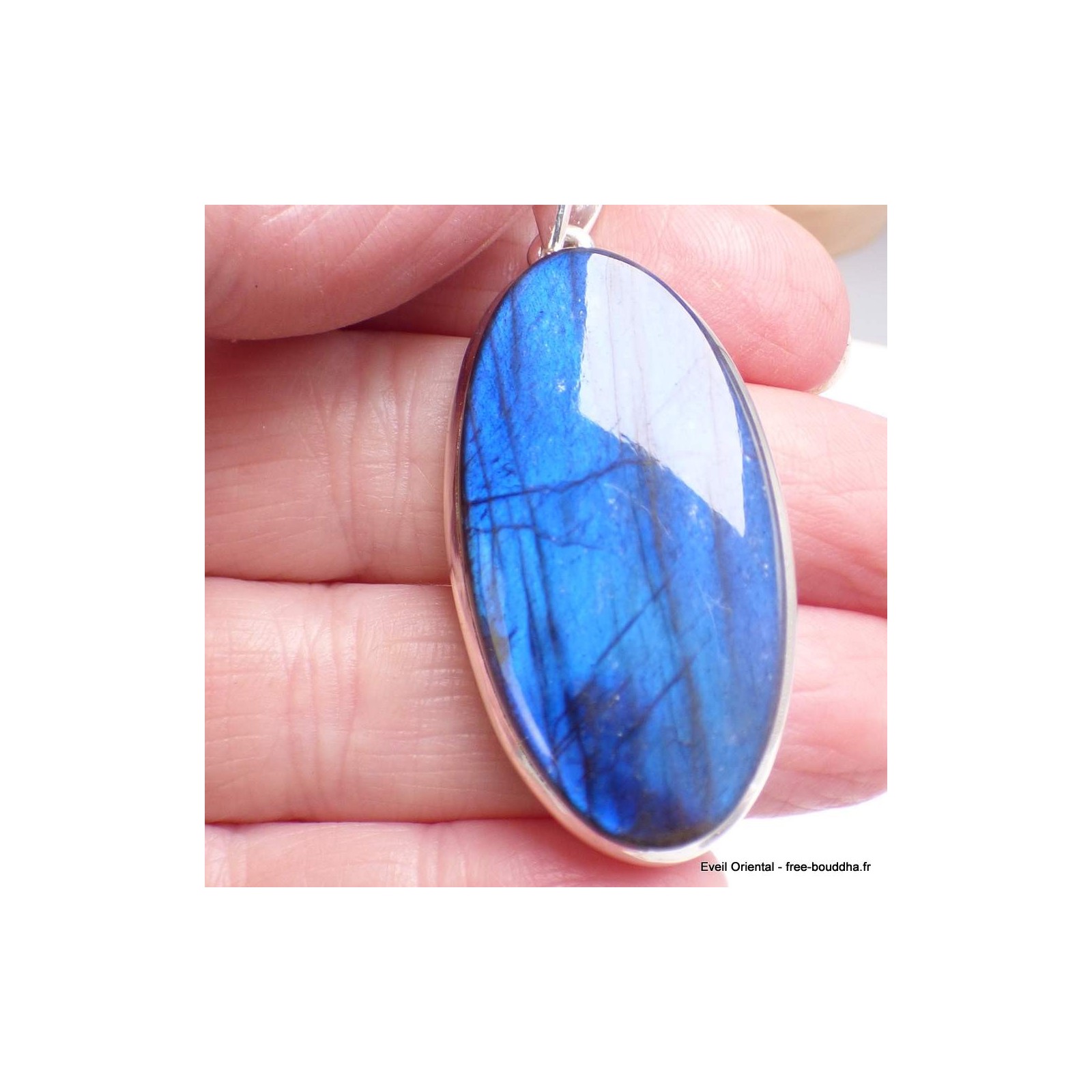 Labradorite Bleue Naturelle 46.05 Carats – Cabochon Ovale Fait Main – Pierre Précieuse