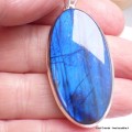 Pendentif oval cabochon Labradorite bleue grade AAA Pendentifs pierres naturelles BK88