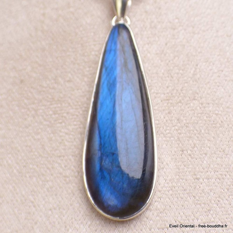 Pendentif allongé Labradorite bleue grade AAA 