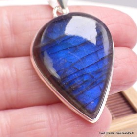 Gros Pendentif goutte Labradorite bleue grade AAA 