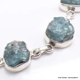 Bracelet Apatite bleu néon brute 7 pierres - Bijoux en Apatite bleue