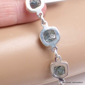 Bracelet Apatite bleue brute Diamant d'Herkimer 