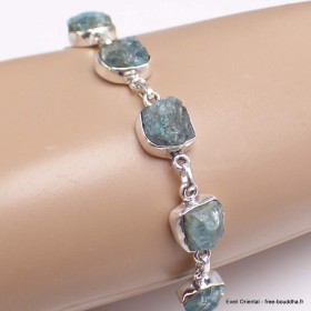 Bracelet Apatite bleue brute Diamant d'Herkimer 