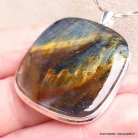 Très gros pendentif en Pietersite qualité AAA gris fauve - Pendentifs pierres naturelles