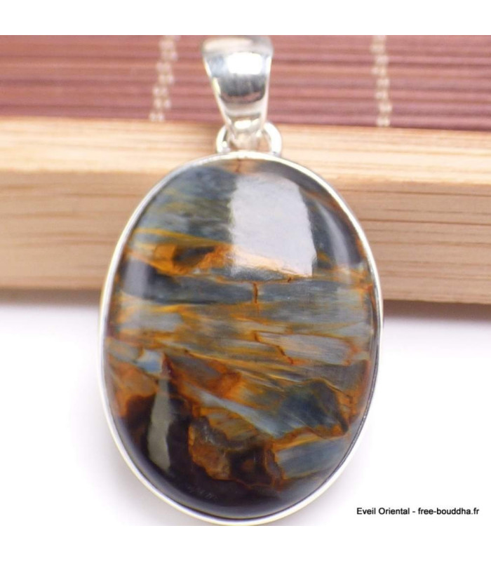 Pendentif argent Pietersite qualité AAA gris fauve Pendentifs pierres naturelles BK89.2