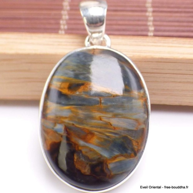 Pendentif argent Pietersite qualité AAA gris fauve Pendentifs pierres naturelles BK89.2
