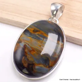 Pendentif argent Pietersite qualité AAA gris fauve - Pendentifs pierres naturelles