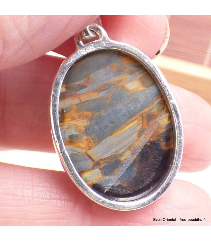 Pendentif argent Pietersite qualité AAA gris fauve Pendentifs pierres naturelles BK89.2