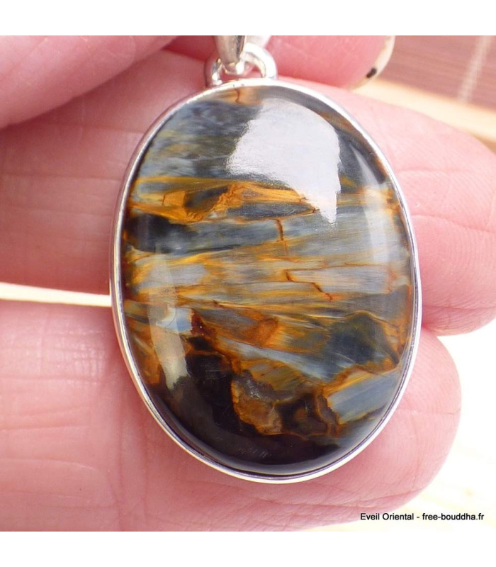 Pendentif argent Pietersite qualité AAA gris fauve Pendentifs pierres naturelles BK89.2